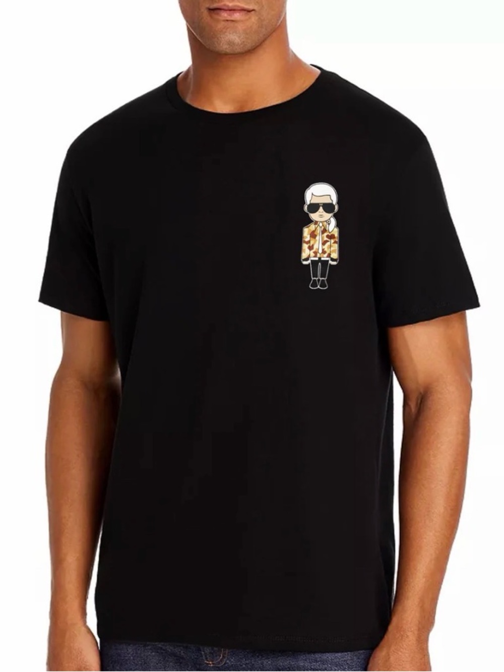 Karl Lagerfeld Black Tee with Iconic "Ikonik Karl" Character Graphic